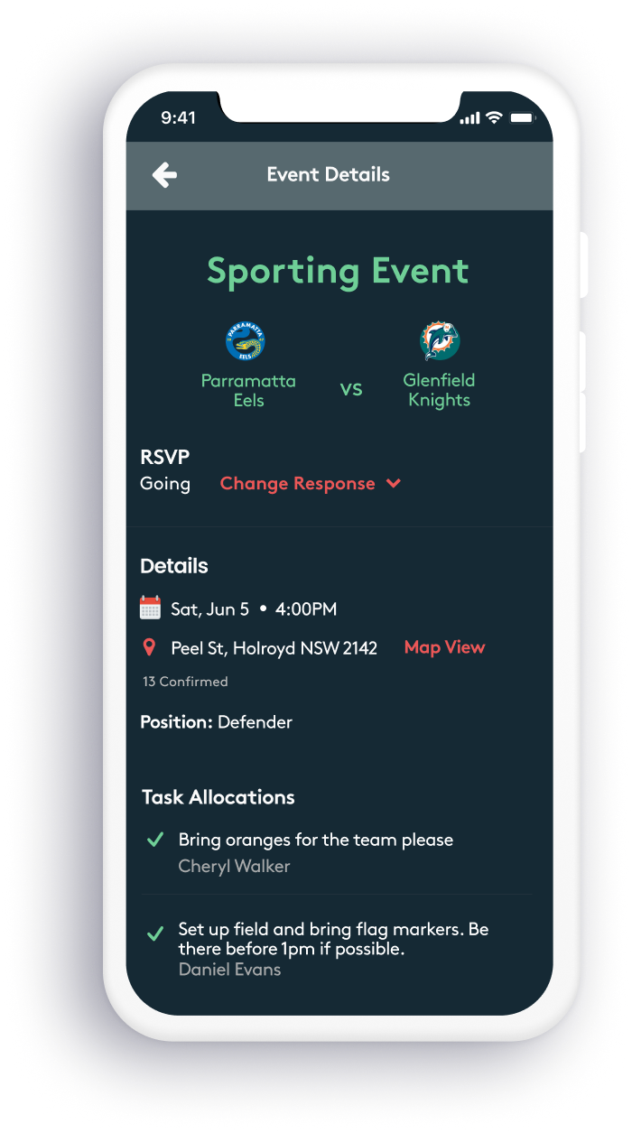 Assemble Sports app screen 5