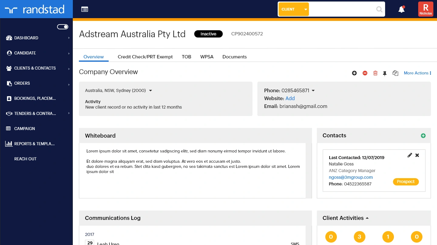 GCG final application — data view