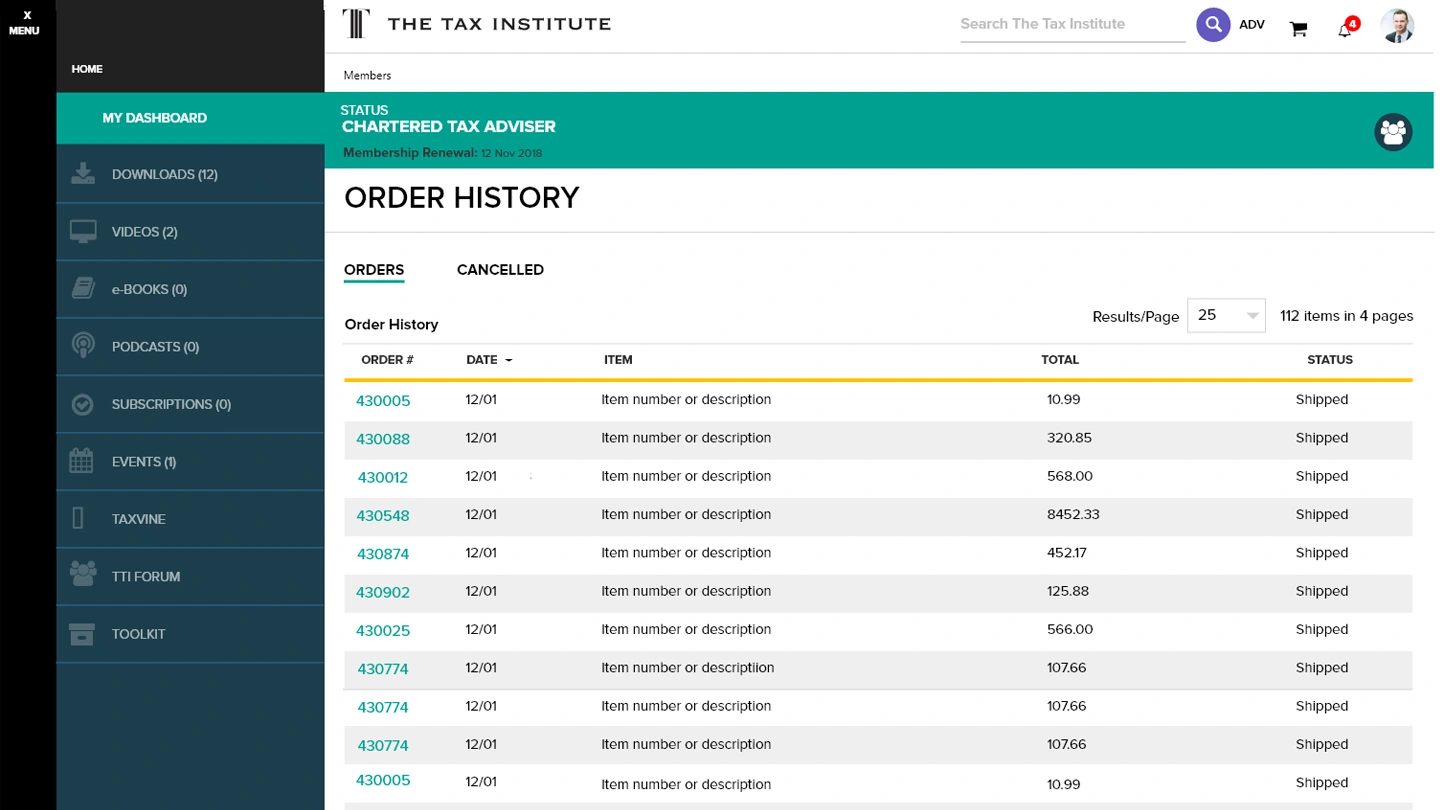 GCG final application — data view